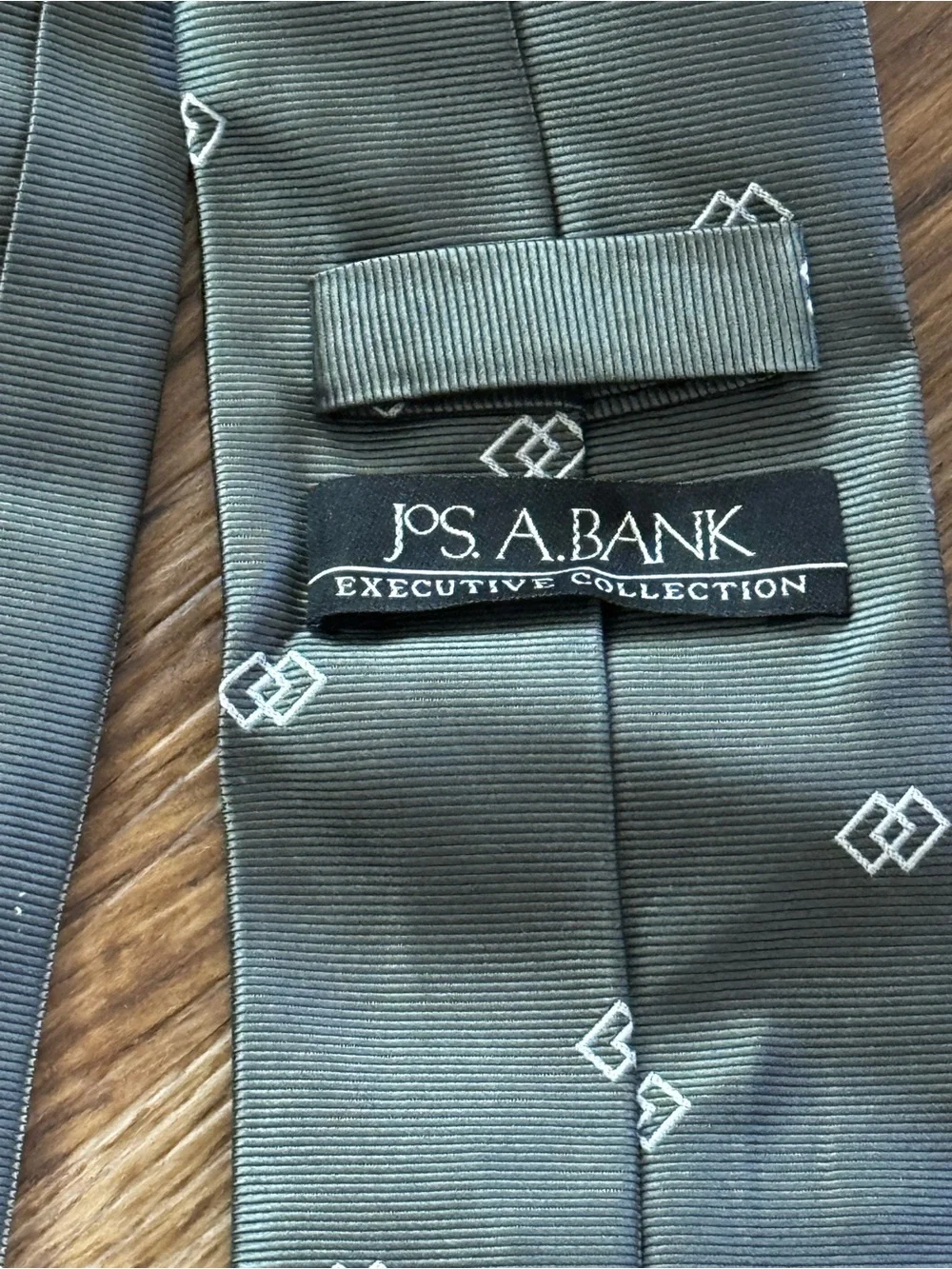 Jos. A. Bank Olive Green Tie with Small Geometric Motif